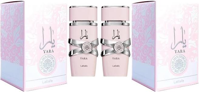 Lattafa Yara for Women Eau de Parfum Spray, 3.4 Ounce (Pack of 2)