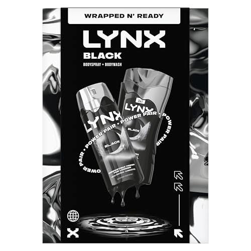 Lynx Black Duo Gift Set with a body wash and a body spray perfect for any occasion 2 piece