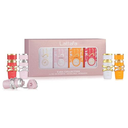 Lattafa Perfumes Yara Collection Eau de Parfum Gift Set, 4 x 5ml, Unisex Fragrance, Natural Spray